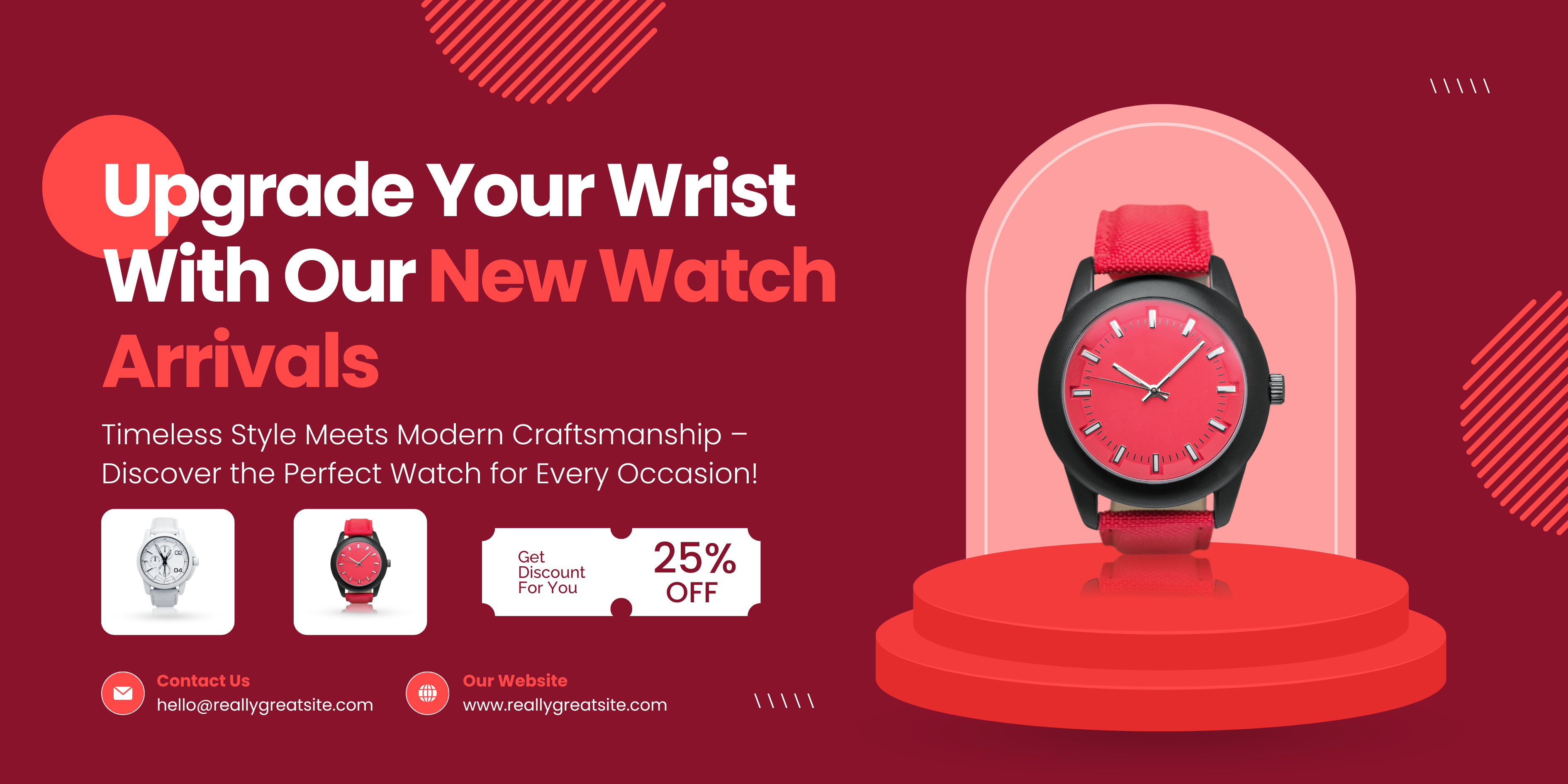 Red Modern Watch Promotion Banner Landscape