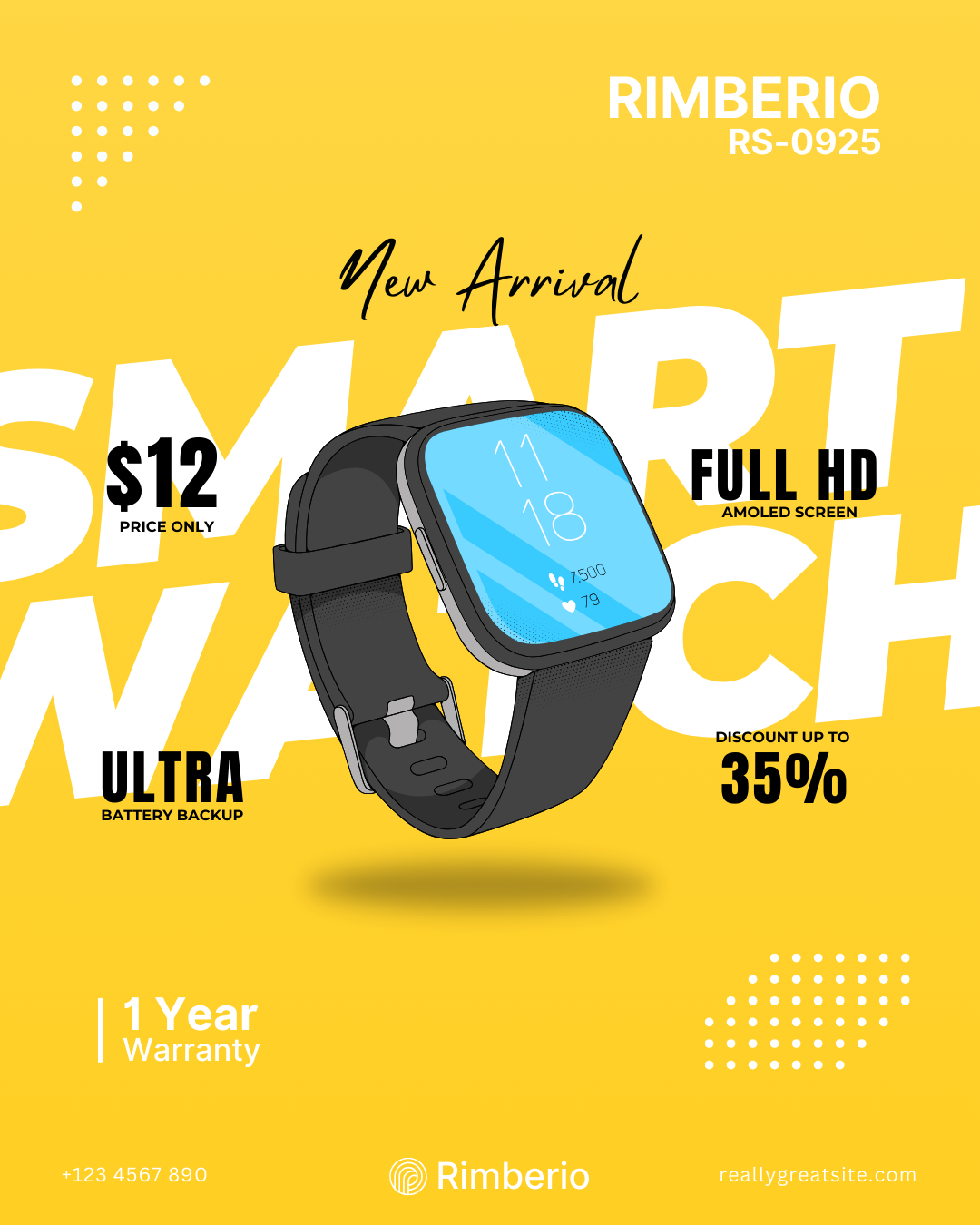 Yellow Smart Watch Promotion Modern Instagram Post